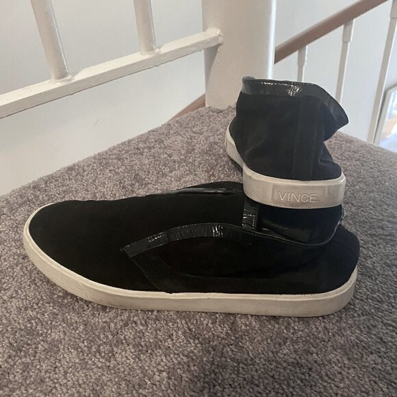 Vince Black Patton Suede High-top Slip-ons 39 9 - Picture 3 of 9
